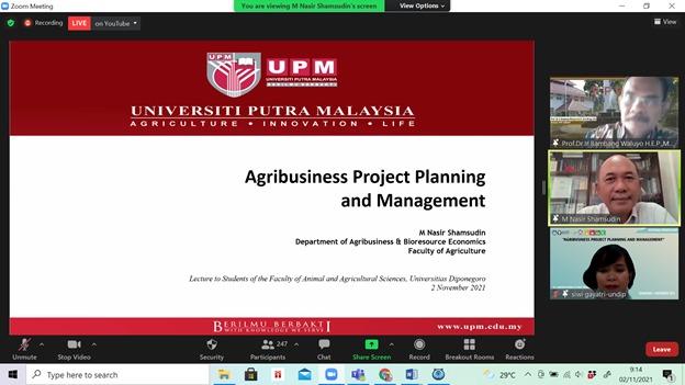 Visiting Professor Program, Agribusiness Study Program Faculty of Animal Husbandry and Agriculture Diponegoro University